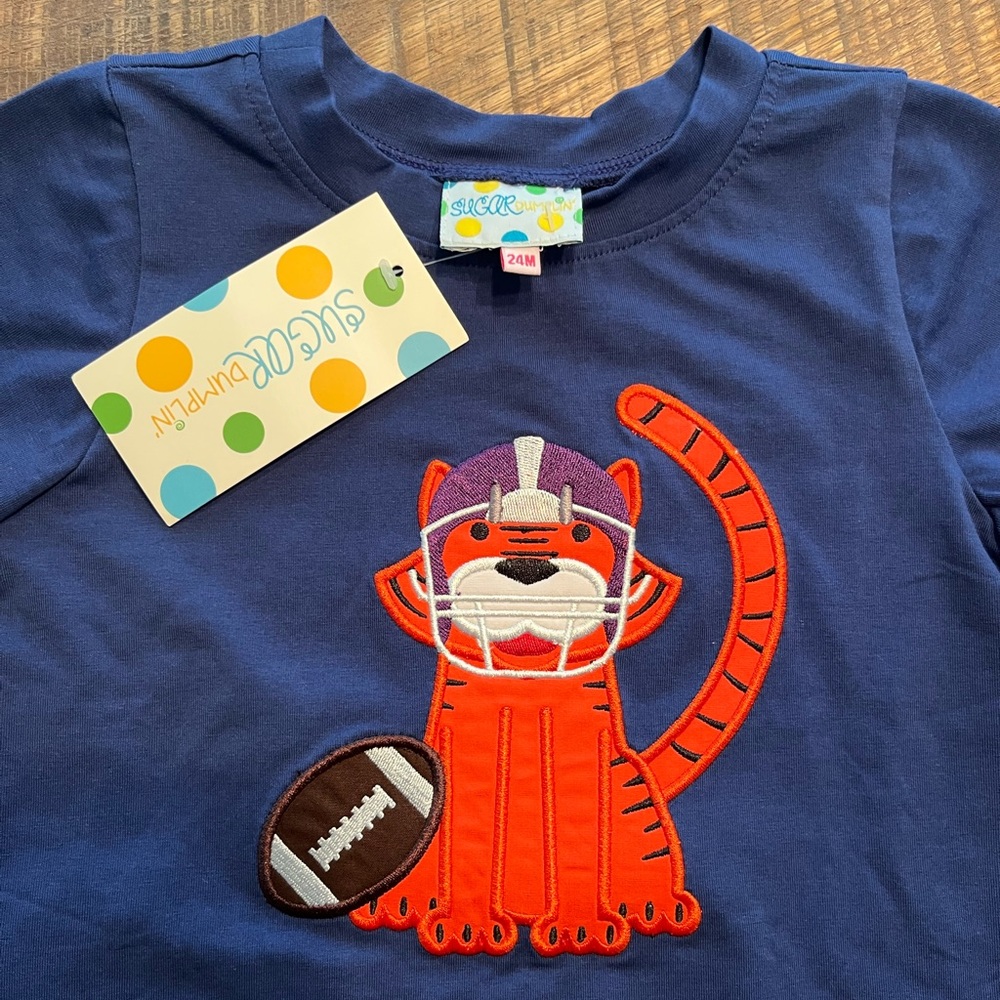 University of Auburn Orange Tiger Football Applique Shirt - Picture 2 of 3